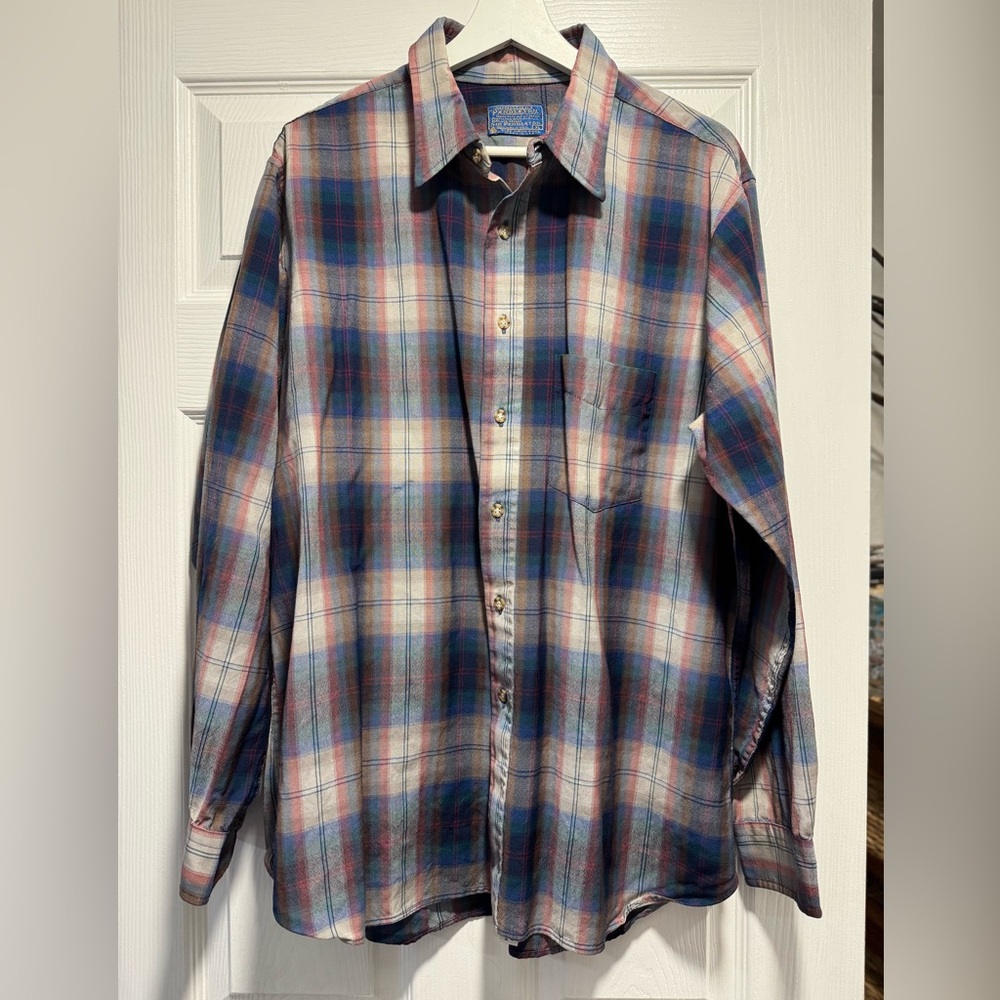Vintage Pendleton Blue and Red Casual Button Down Shirt